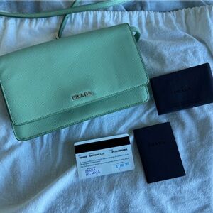 Prada Saffiano Lux Aquamarina Crossbody